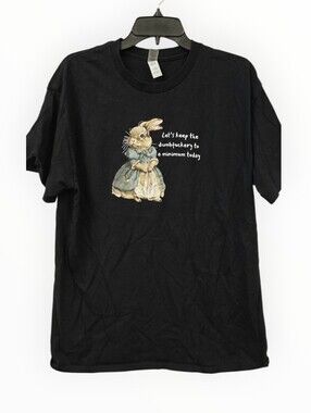 Gilden funny Graphic Black Bunny Tee with Vintage Dress Illustration
